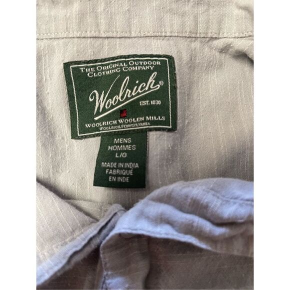 Woolrich Mens Space Dye Gray Short Sleeve Collared Buttons Up Shirt Size L - Picture 9 of 11